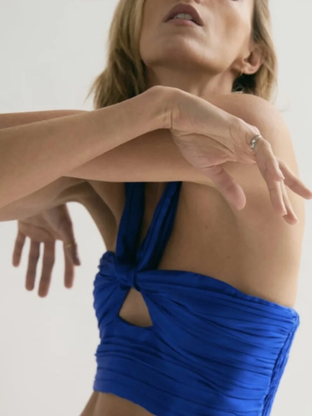 Zara Royal Blue Satin Halter Top - Picture 4 of 4